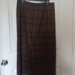 100% wool vintage plaid wrap skirt
